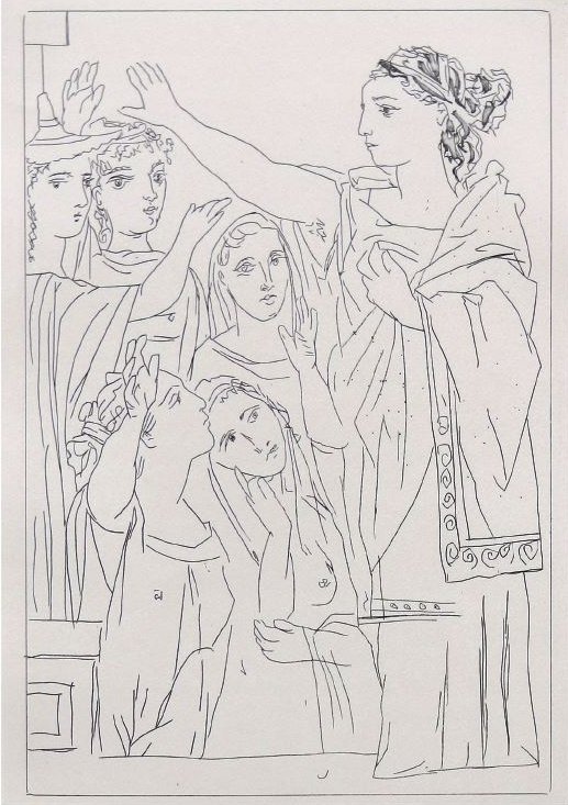 パブロ・ピカソ　宣誓する女性　銅板　22X15cm