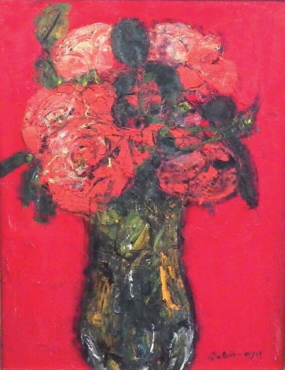 薔薇　油彩　F6　宮本三郎（1905～1974）